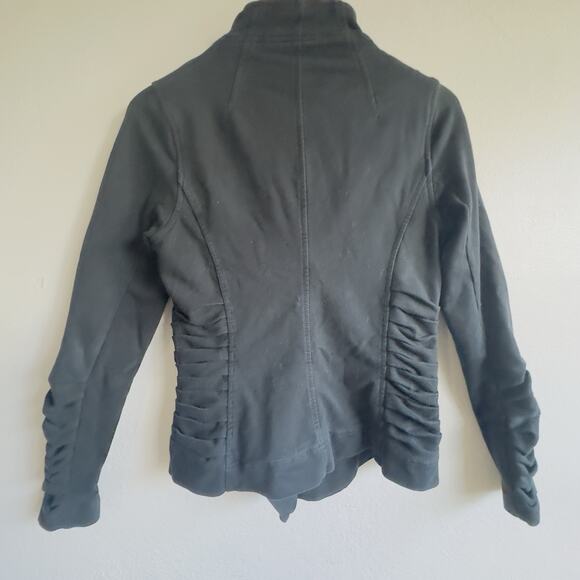 Lululemon Solace Ruched Jacket Black Sz 6 Asymmetril Moto Zip Stretch Athleisure - Picture 5 of 9